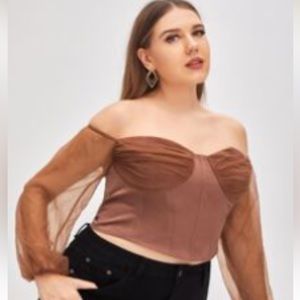 ✨🍂 SHEER SLEEVE CORSET STYLE CROP TOP